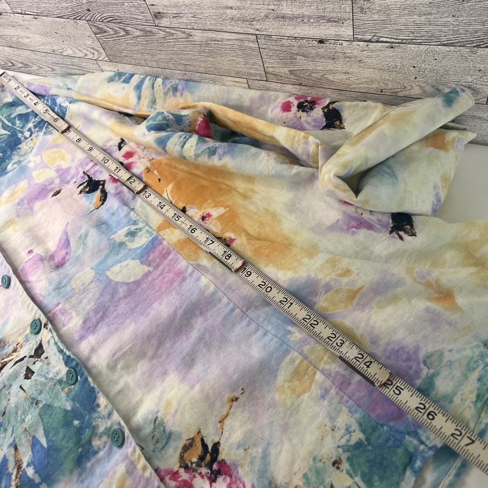 Harve Benard Button Up Shirt Women 2X Multicolor Floral Linen Blend 3/4 Sleeve - Picture 6 of 9